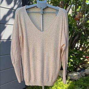 Merino Wool Cream V-Neck Women's Sweater